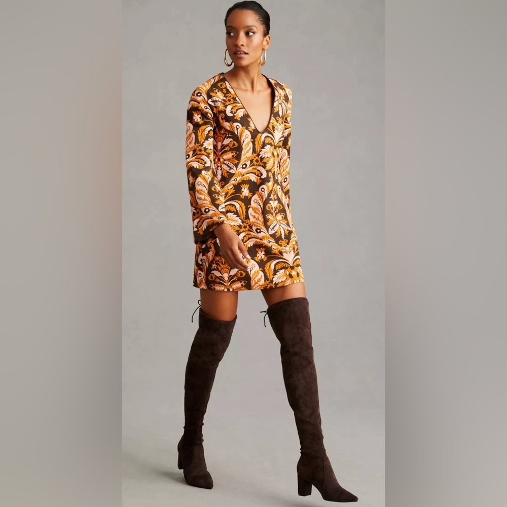 Anthropologie Maeve Bell-Sleeve Mini Dress, Size XS‎
